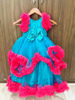 Picture of Beautiful ruffled dress in blue and pink shade For 4-5Y