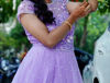 Picture of Lavender long frock-Birthday outfit
