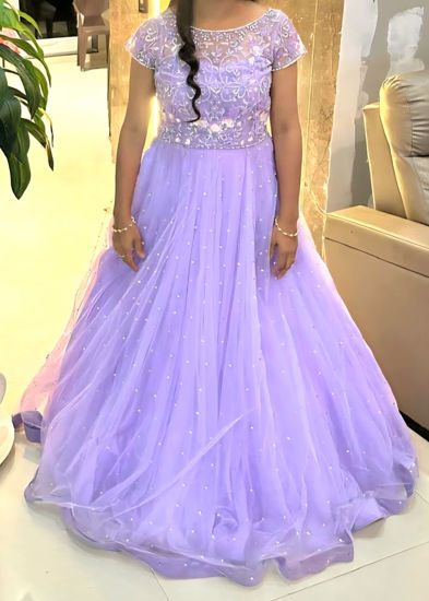 Picture of Lavender long frock-Birthday outfit