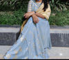 Picture of Grey Foil stripped High low layered dress without Dupatta