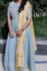Picture of Grey Foil stripped High low layered dress without Dupatta