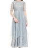 Picture of Grey Foil stripped High low layered dress without Dupatta