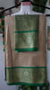 Picture of Cream green semi pattu saree with unstitched blouse