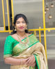 Picture of Cream green semi pattu saree with unstitched blouse