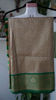 Picture of Cream green semi pattu saree with unstitched blouse