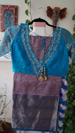 Picture of Lavender and blue pure pattu saree (34-38)