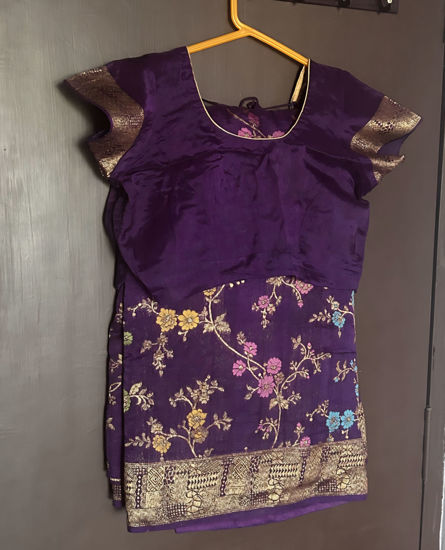 Picture of Banarasi  pattu purple colour saree with blouse