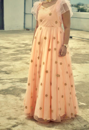 Picture of Peach partywear Long frock