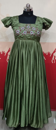 Picture of Pure chinnon dress with embroidery on yoke