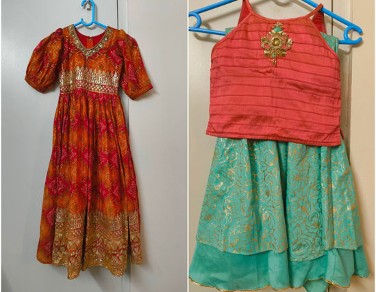 Picture of Combo of long dress and lehanga For 4-5Y
