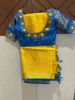 Picture of Lemon Yellow kanchi saree with copper blue big border