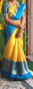 Picture of Lemon Yellow kanchi saree with copper blue big border