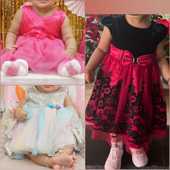 Picture of 3 Branded Party Wear Frocks for 6-12M and 1-2 yrs