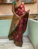 Picture of Maroon saree with zari unstitched blouse