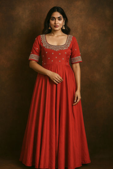 Picture of Red embroidered dress