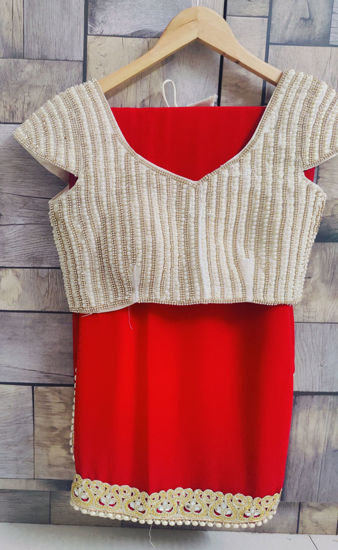 Picture of Red Colour with pearl blouse