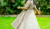 Picture of Light beige soft organza floral printed frock