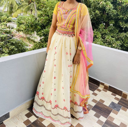 Picture of Neerus Brand - yellow and cream lehanga