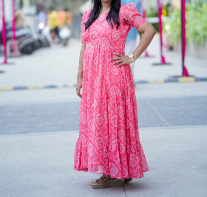 Picture of Neerus Bandhini Chiffon long frock