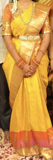 Picture of Yellow pure kancheevaram Saree