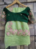 Picture of Never used Pista green saree with bottle green work blouse