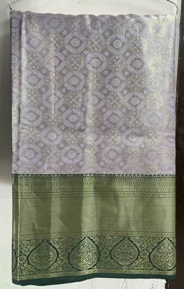 Picture of Lavender and green pattu saree