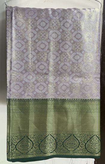 Picture of Lavender and green pattu saree
