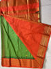 Picture of Green with orange semi gadwal saree