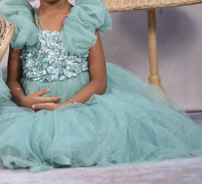 Picture of Floral Bodice embellished fit and flare shimmer party wear frock for 4-5Y