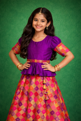 Picture of Pure banaras Pattu pavada For 10-12Y