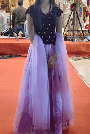 Picture of Lavender Lehanga with velvet Blouse For 6-8Y