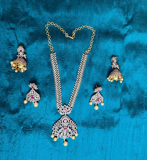 Picture of CZ Medium Length neckpiece with 2 pairs of earrings