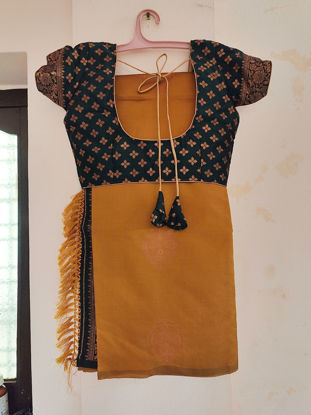 Picture of Soft semi silk mustard yellow saree