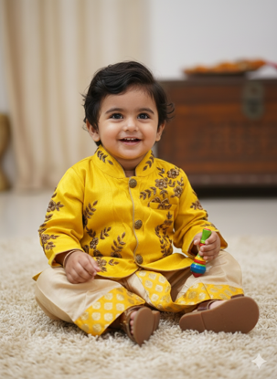 Picture of Customized Traditional Maggam work  Royal Dhoti outfit for 1-1.5Y