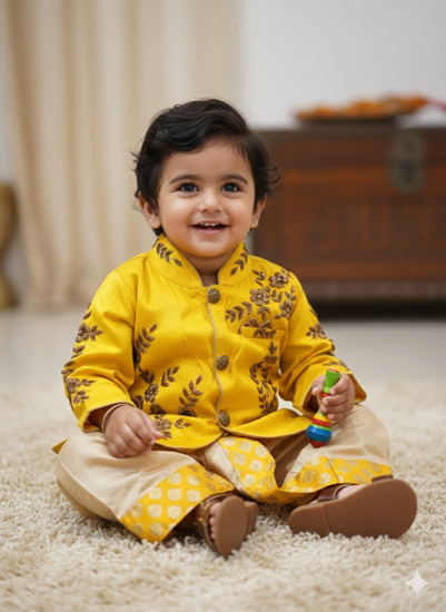 Picture of Customized Traditional Maggam work  Royal Dhoti outfit for 1-1.5Y