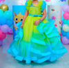 Picture of Green and blue Layered Frock for 6-7Y
