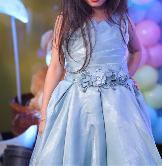 Picture of Sea green party Wear frock with shimmering appearance For 4-5Y