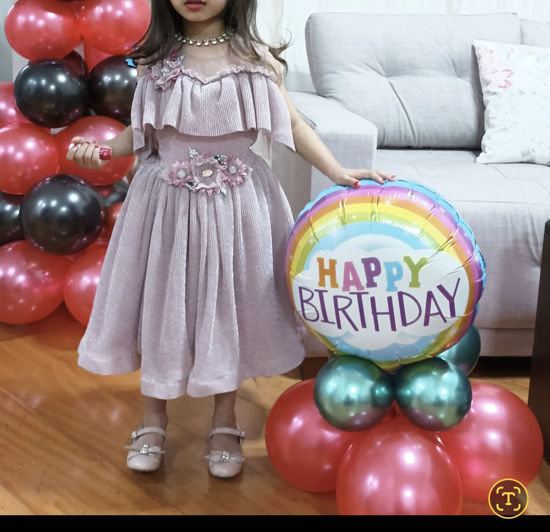 Picture of Manyavar dusty rose color party Wear off shoulder frock For 3-4Y