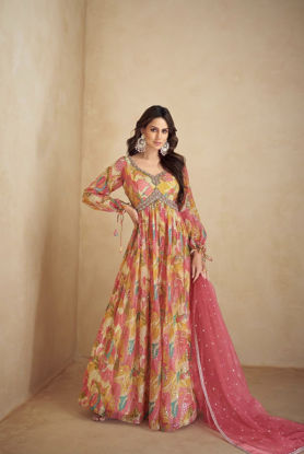 Picture of Anarkali gown with dupatta