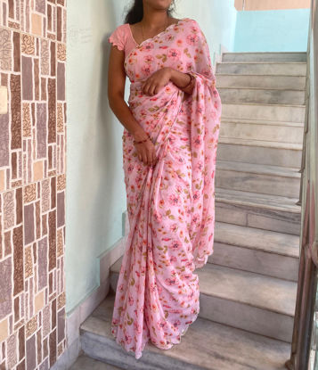 Picture of Pink Floral Saree