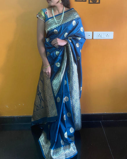 Picture of Banaras saree with unstitched blouse