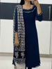 Picture of Blue A-line kurti with kalamkari duppata