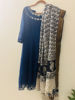 Picture of Blue A-line kurti with kalamkari duppata