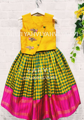 Picture of Yahvi Designer Pattu Pavada and Raw Silk blouse For 1-2Y