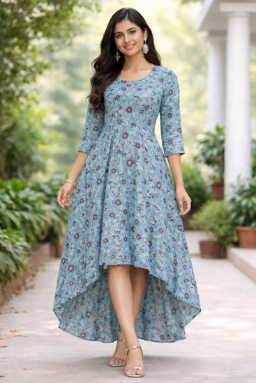 Picture of Block Printed High & Low Frock