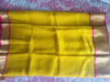 Picture of Yellow organza saree with contrast pink kora border