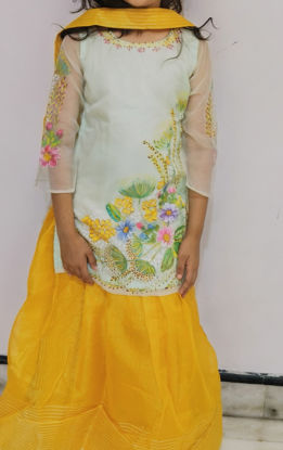 Picture of Organza kurta with yellow lehnga  For 4-6Y