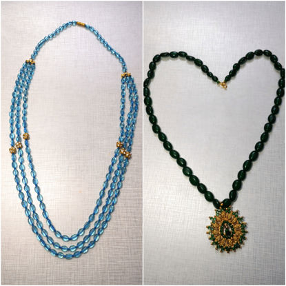 Picture of Statement Bead Necklace combo Set – Aqua Blue & Emerald Green (2 Pieces)