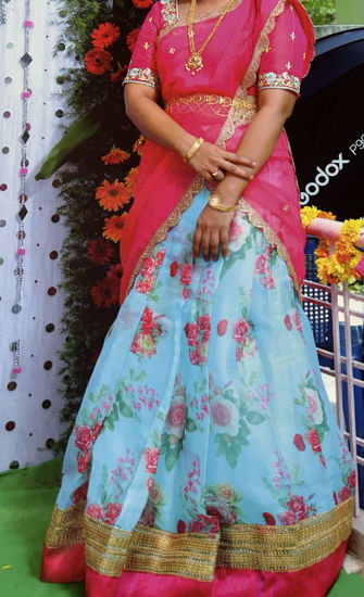 Picture of Pink and aqua floral lehenga
