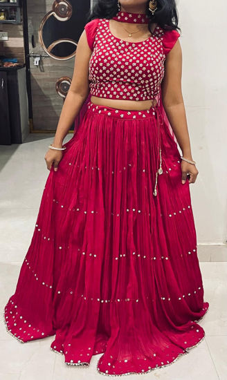 Picture of Elegant pink crop top Lehenga